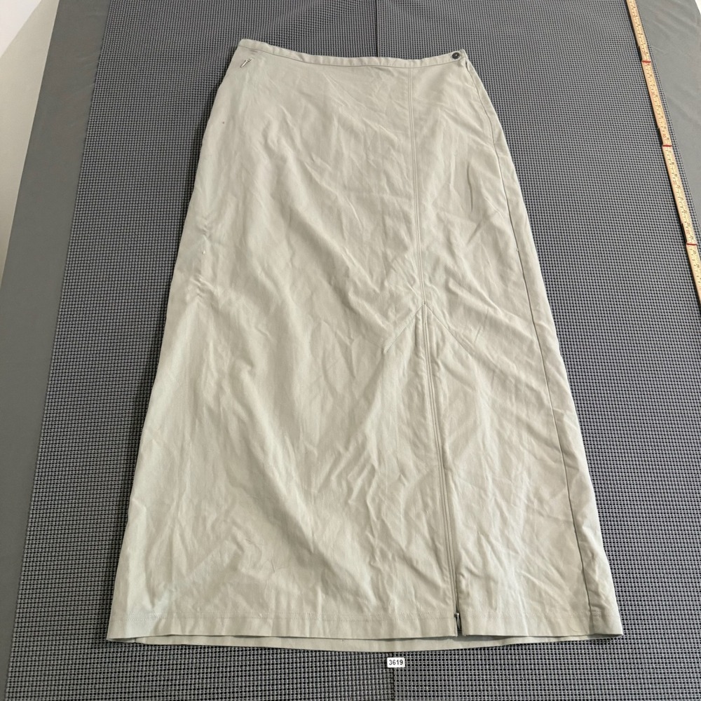 Patagonia Womens Tan Nylon Maxi Skirt Size 12 Zipper Slit Casual Outdoor